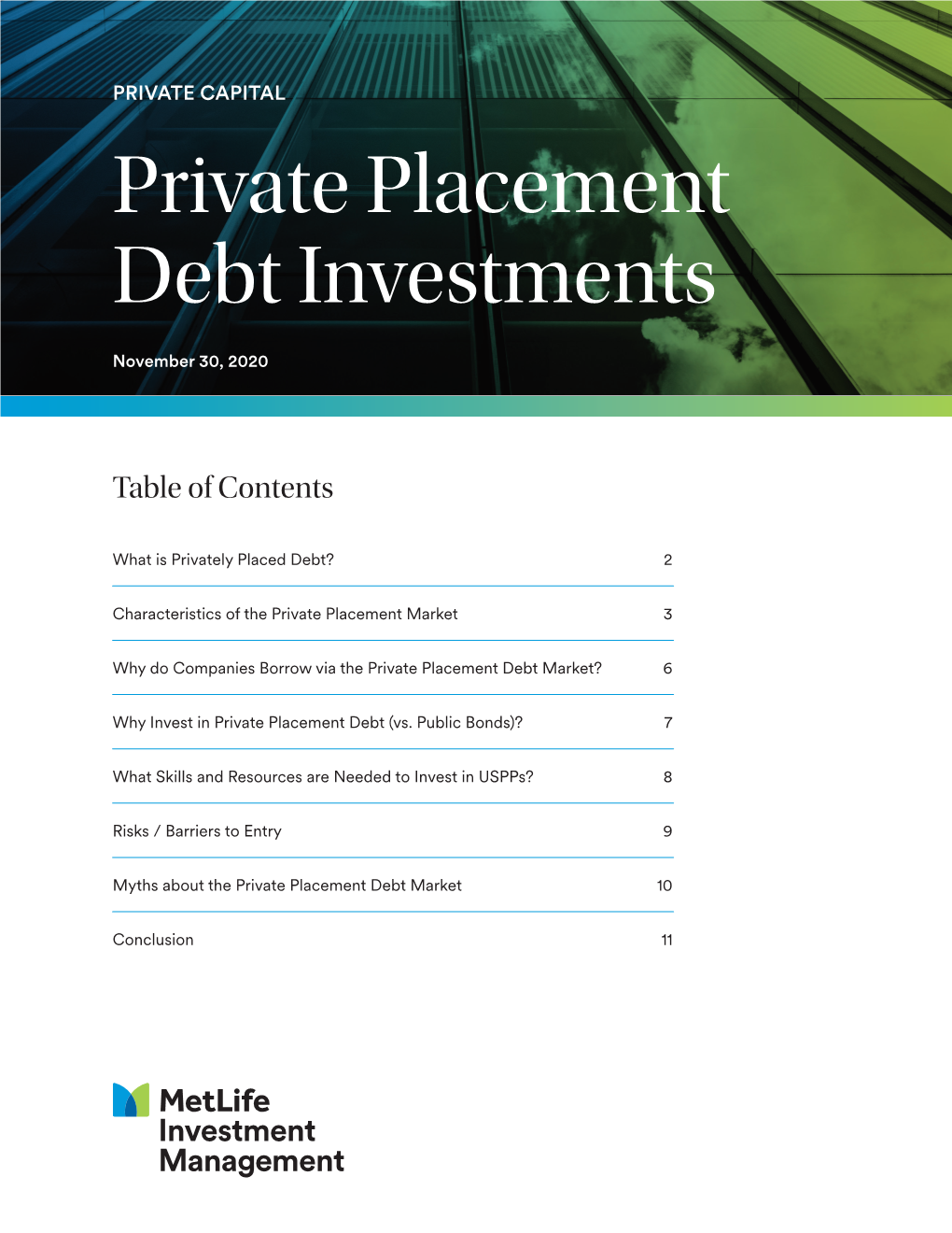 Private Placement Debt Investments