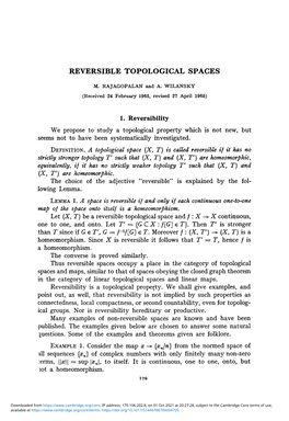 Reversible Topological Spaces