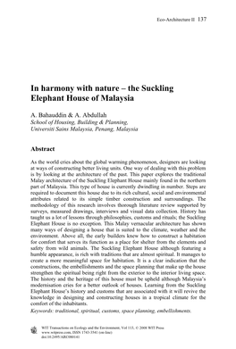 The Suckling Elephant House of Malaysia