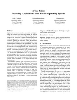Virtual Ghost: Protecting Applications from Hostile Operating Systems