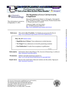 The Regulation of Liver Cell Survival by Complement Maciej M