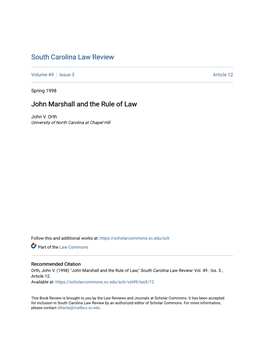 John Marshall and the Rule of Law