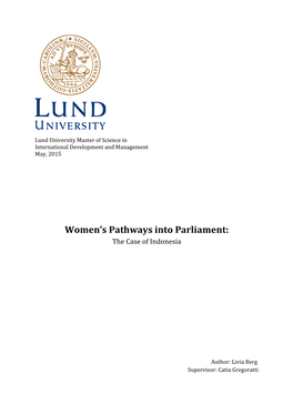Women's Pathways Into Parliament
