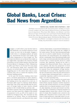 Global Banks, Local Crises: Bad News from Argentina