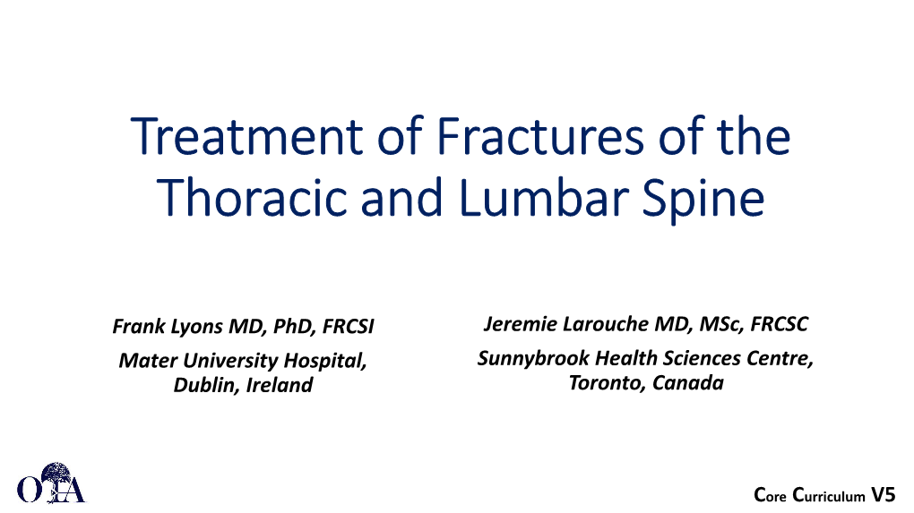 Treatment of Fractures of the Thoracic and Lumbar Spine - DocsLib