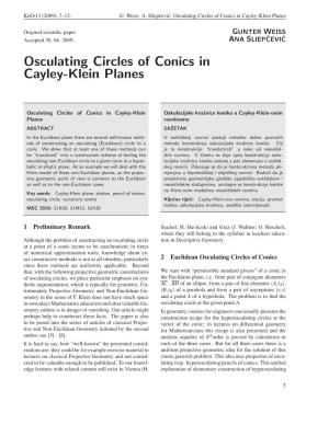 Osculating Circles of Conics in Cayley-Klein Planes