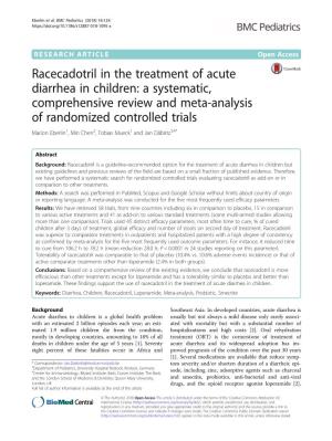 Racecadotril in the Treatment of Acute Diarrhea in Children