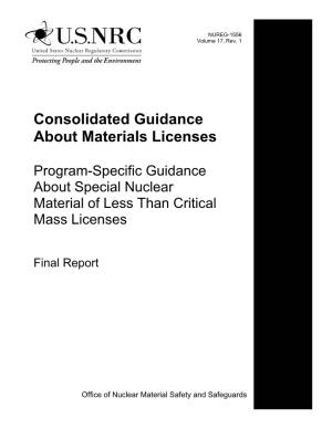 Program-Specific Guidance About Special Nuclear Material of Less Than Critical Mass Licenses