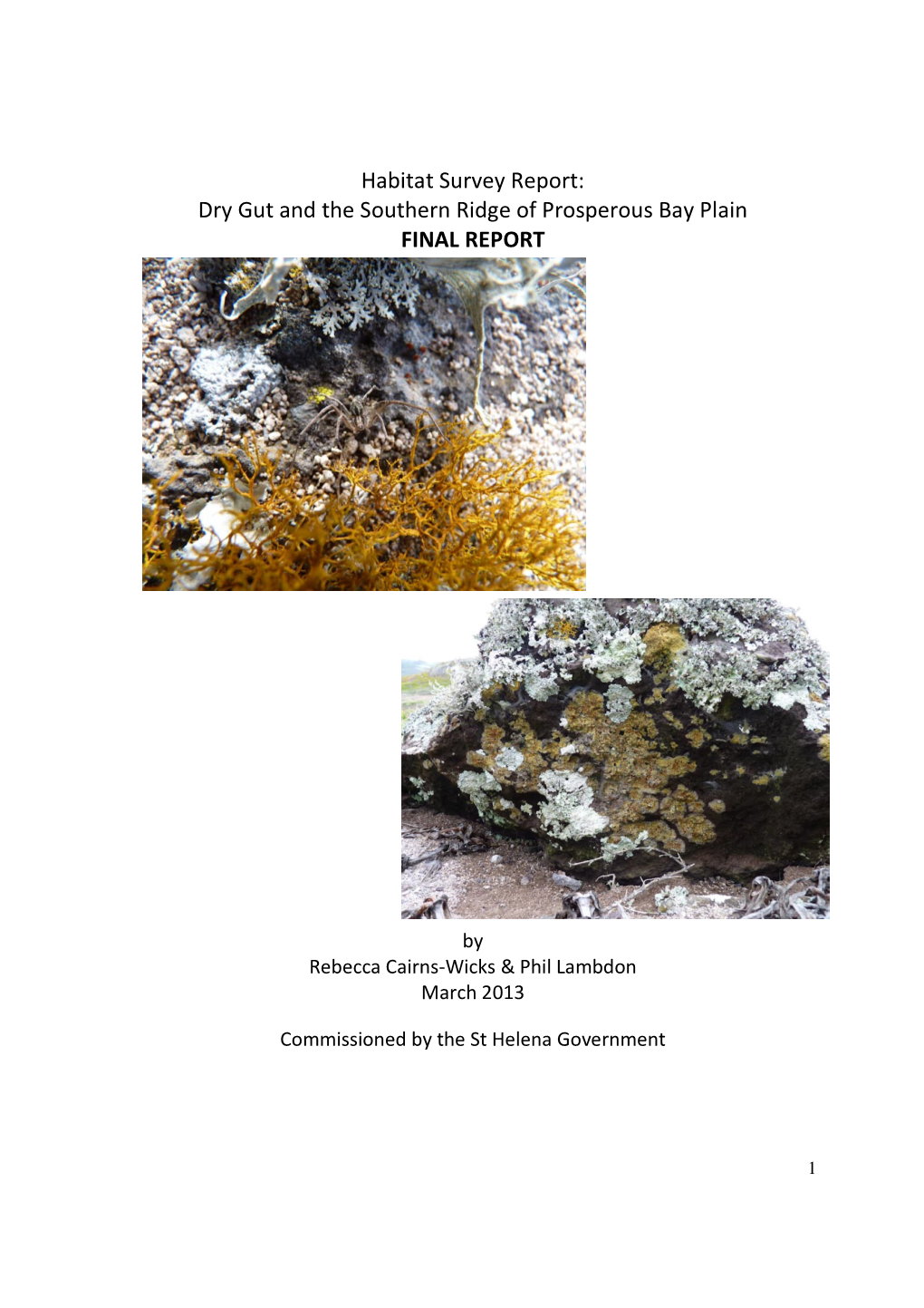 Habitat and Invertebrate Survey Dry Gut and the Southern Ridge