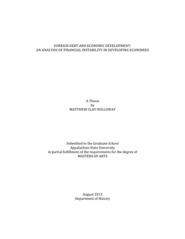 Foreign Debt and Economic Development: an Analysis of Financial Instability in Developing Economies