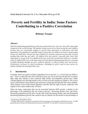Poverty and Fertility in India: Some Factors Contributing to a Positive Correlation