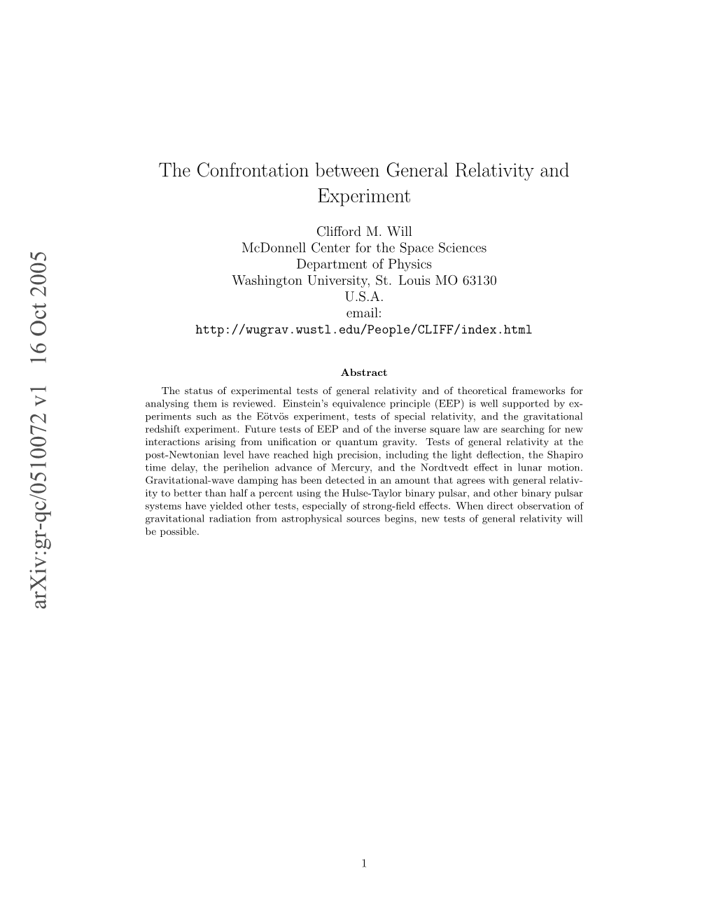 Arxiv:Gr-Qc/0510072 V1 16 Oct 2005 Rvttoa Aito Rmatohsclsucsbegin Possible