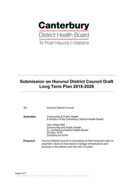 Submission on Hurunui District Council Draft Long Term Plan 2018-2028