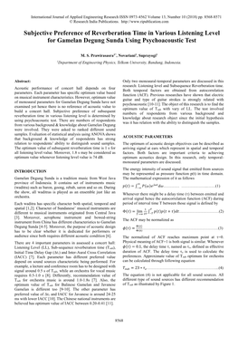 Subjective Preference of Reverberation Time in Various Listening Level for Gamelan Degung Sunda Using Psychoacoustic Test