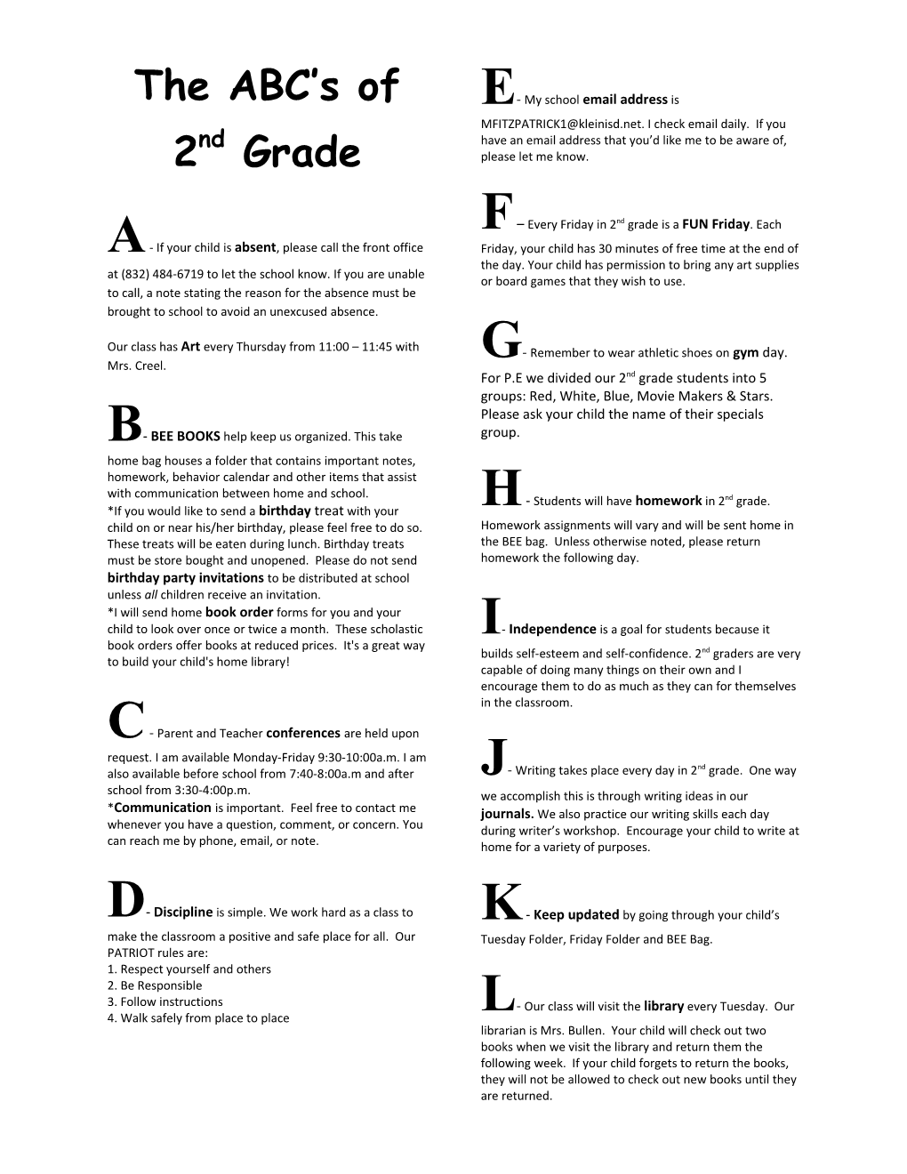 The ABC S of 2Nd Grade