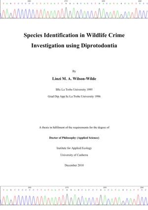 Species Identification in Wildlife Crime Investigation Using Diprotodontia