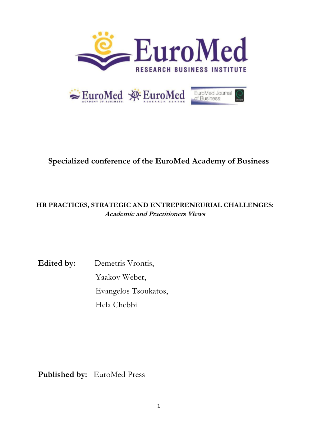 Specialized Conference of the Euromed Academy of Business Edited By