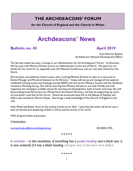 Archdeacons' News, April 2019
