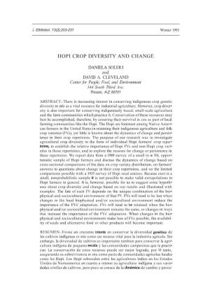 Hopi Crop Diversity and Change