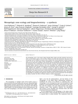 Mesopelagic Zone Ecology and Biogeochemistry – a Synthesis