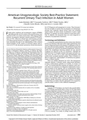 Recurrent Urinary Tract Infection in Adult Women UTI, Recurrent UTI, Urinary Tract Infections