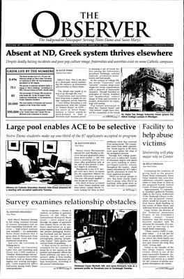 Absent at ND, Greek System Thrives Elsewhere Despite Deadly Hazing Incidents and Poor Pop Culture Image, Fraternities and Sororities Exist on Some Catholic Campuses