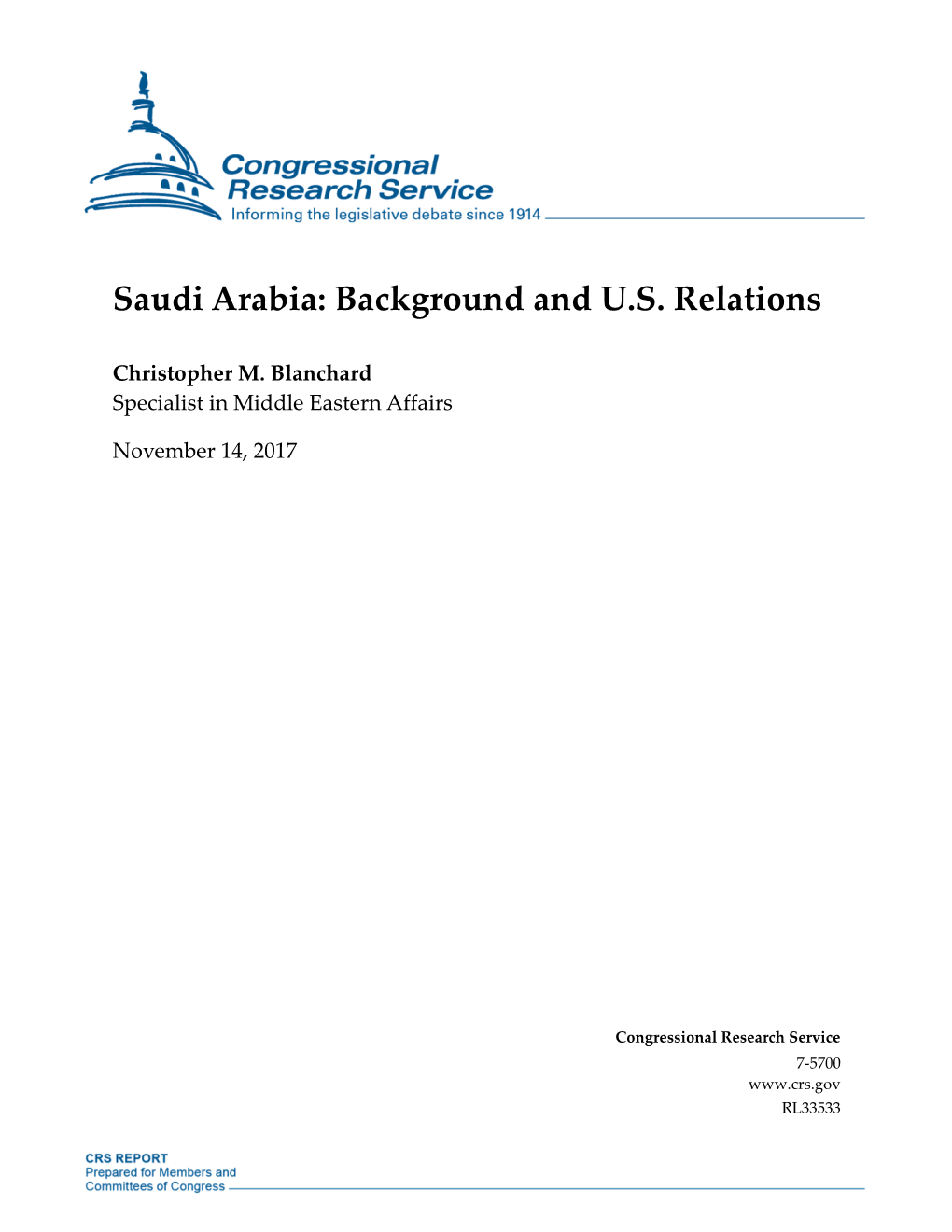 Saudi Arabia: Background and U.S