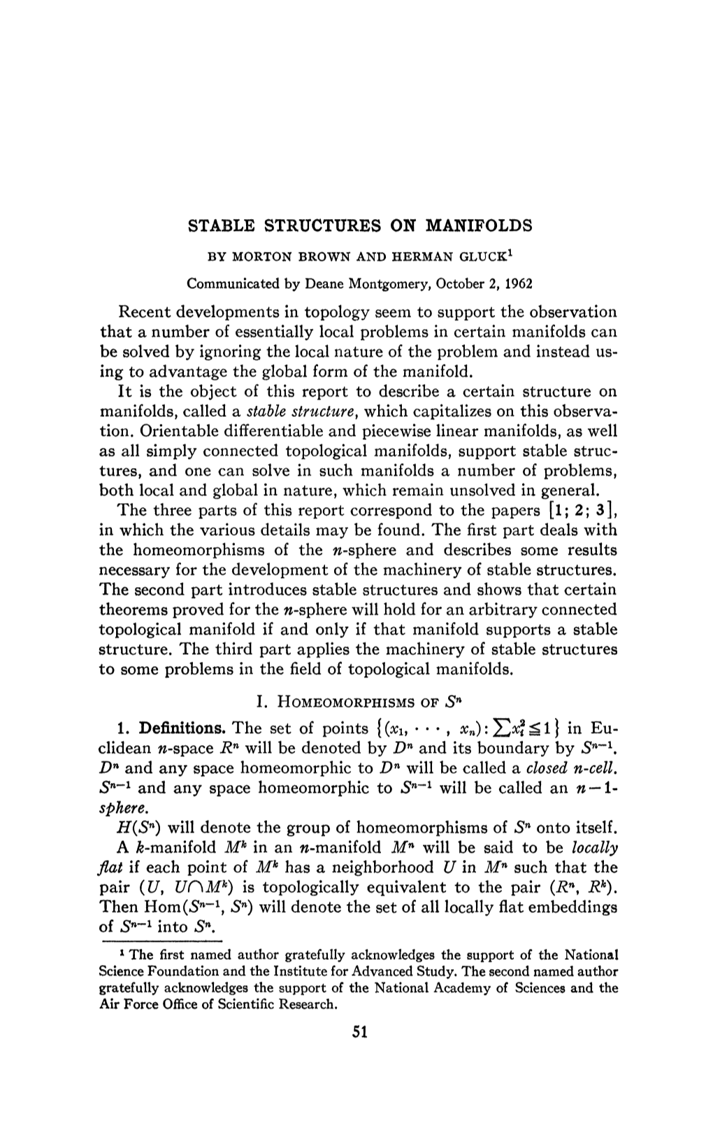 Stable Structures on Manifolds