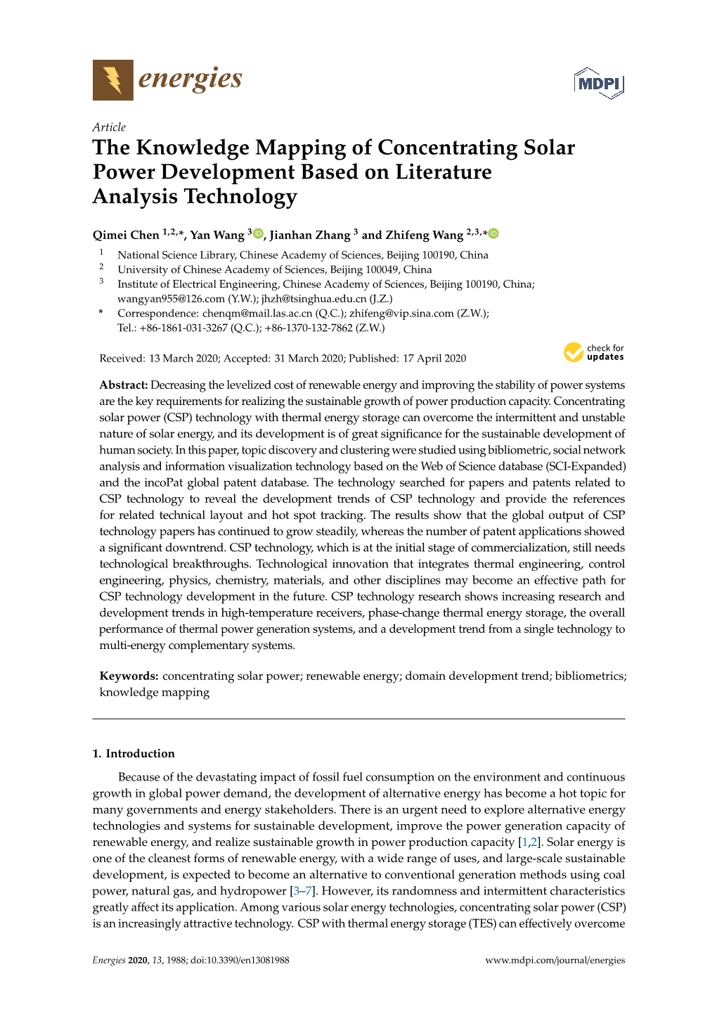 The Knowledge Mapping of Concentrating Solar Power Development Based on Literature Analysis Technology