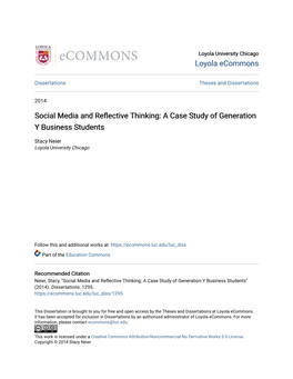 Social Media and Reflective Thinking: a Case Study of Generation Y Business Students