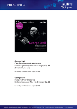 George Szell Czech Philharmonic Orchestra Dvořák: Symphony No