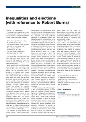 Inequalities and Elections (With Reference to Robert Burns)