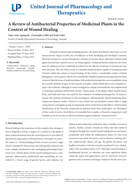 A Review of Antibacterial Properties of Medicinal Plants in the Context Of