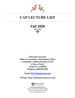 Cap Lecture List