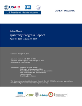 Quarterly Progress Report April 01, 2017 to June 30, 2017