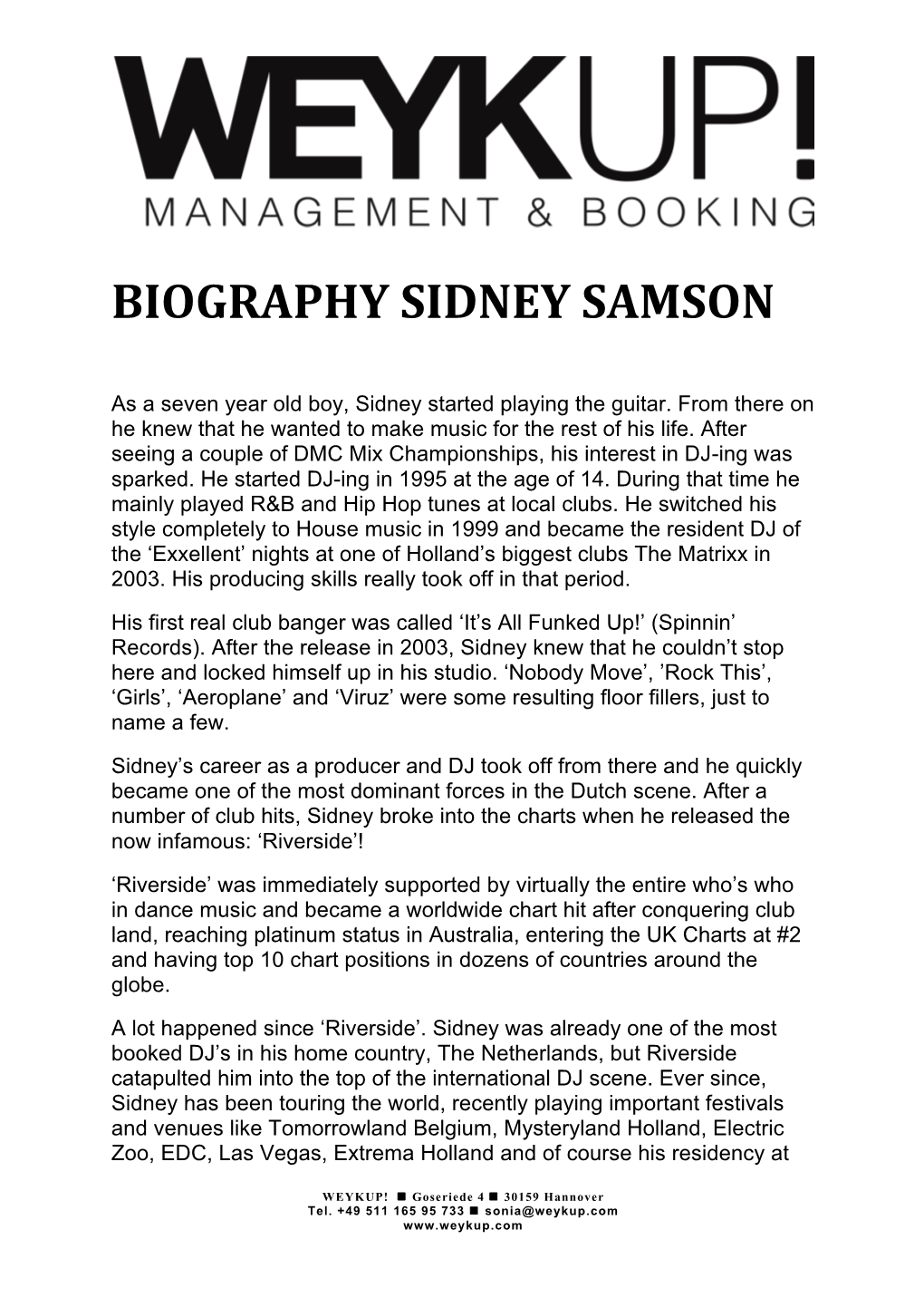 Biography Sidney Samson