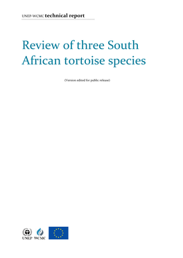 Review of Three South African Tortoise Species