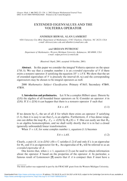 Extended Eigenvalues and the Volterra Operator