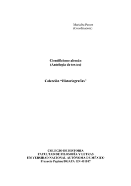 Cientificismo Alemán (Antología De Textos)