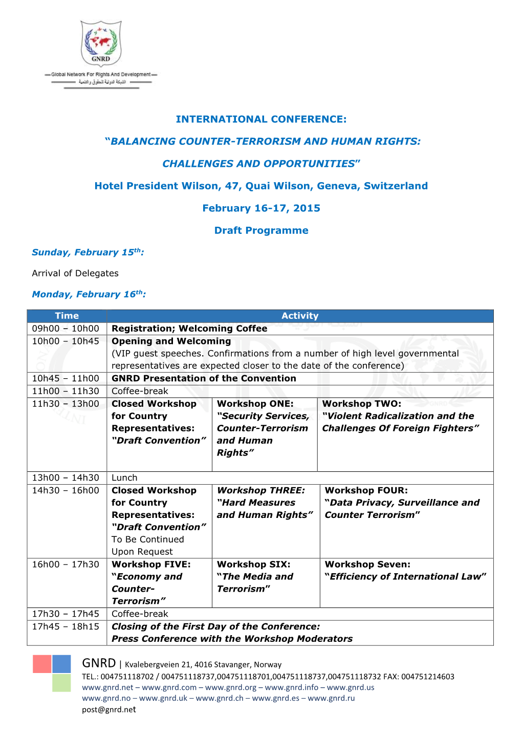 International Conference: “Balancing Counter