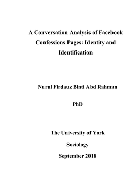 A Conversation Analysis of Facebook Confessions Pages: Identity and Identification