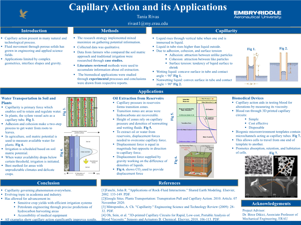 Investigation of Engineering Applications of Capillary Effect