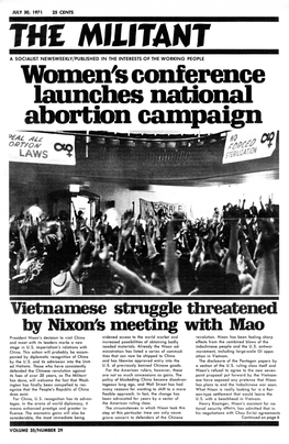 Vietnamese Struggle Threatened by Nixon's Ideeting with Mao Presjdent N Ixon' S Decision to Visit China Widened Access to the World Market and Revolution