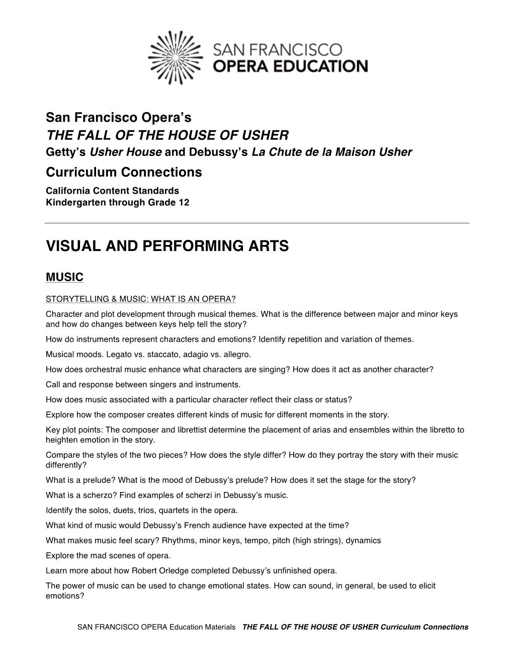 Usher Curriculum Connections California Content Standards Kindergarten Through Grade 12