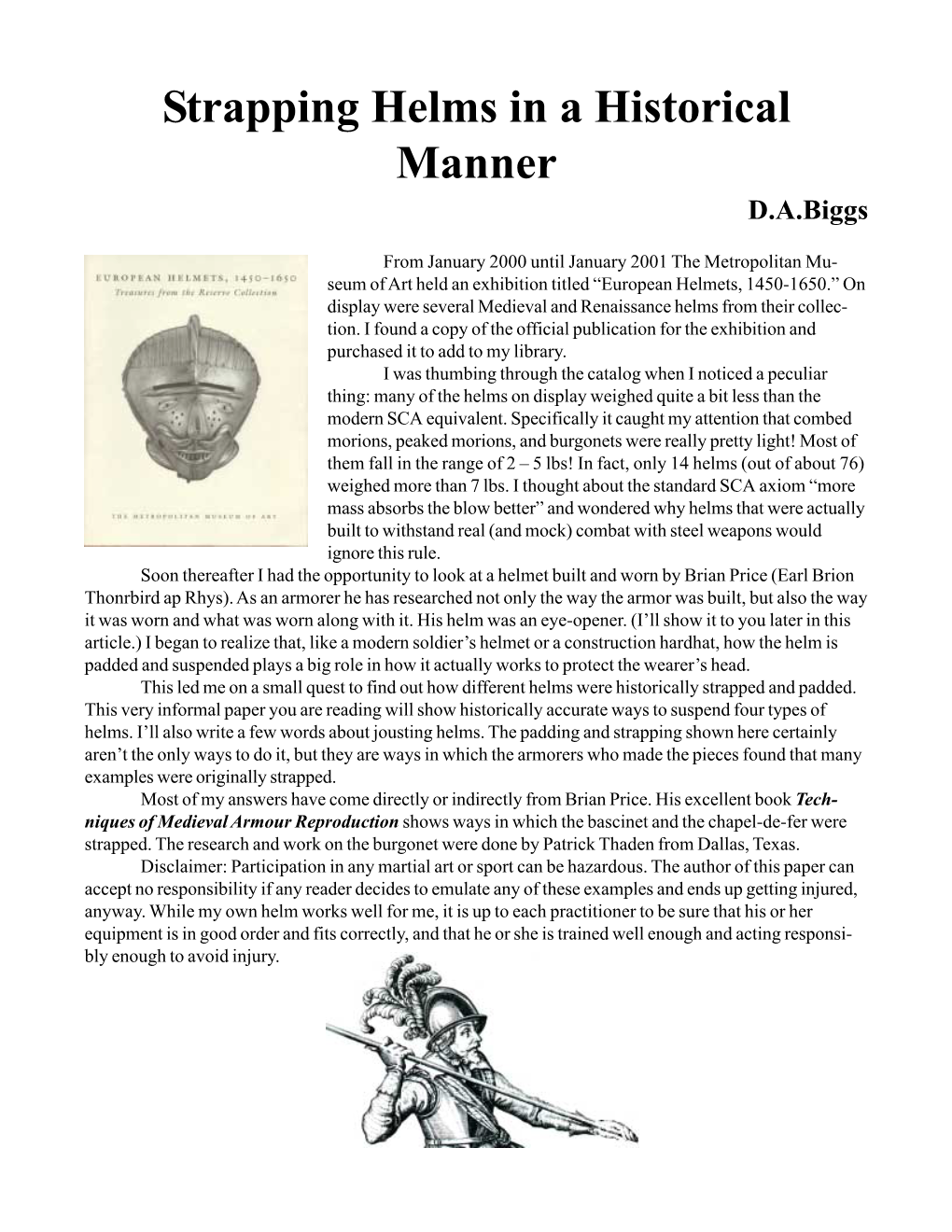 Strapping Helms in a Historical Manner D.A.Biggs