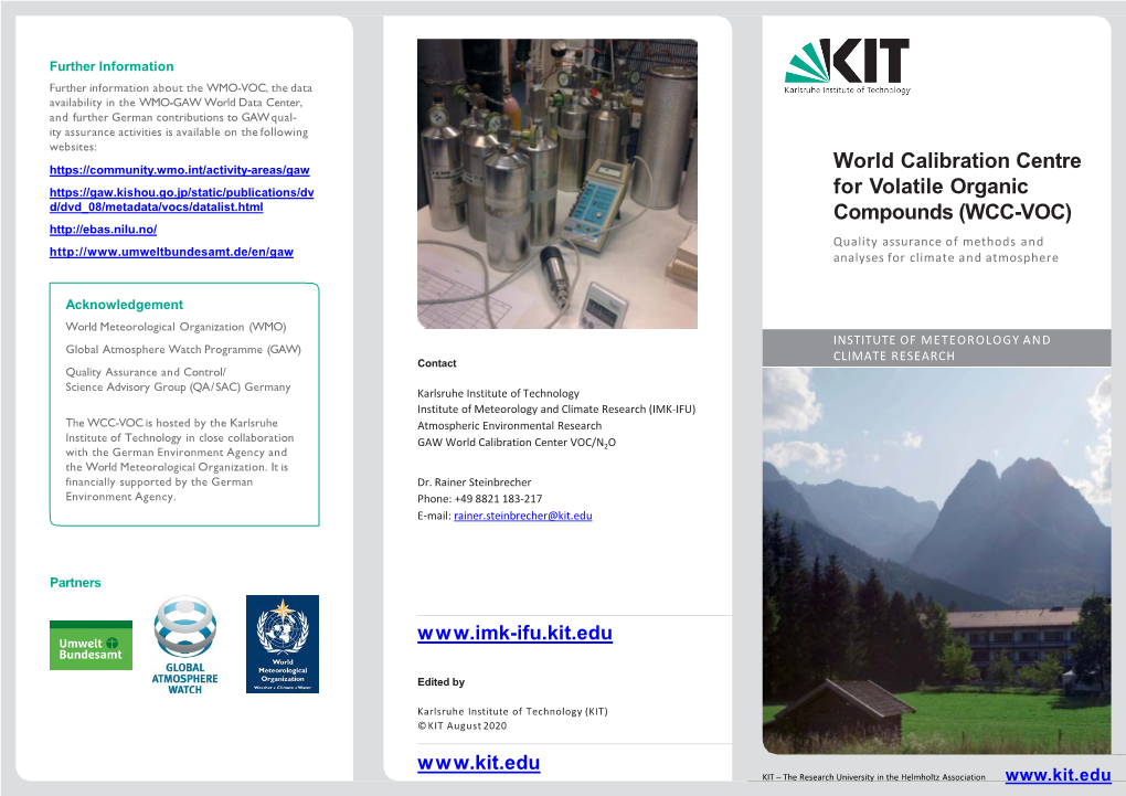 WCC-VOC) Quality Assurance of Methods and Analyses for Climate and Atmosphere