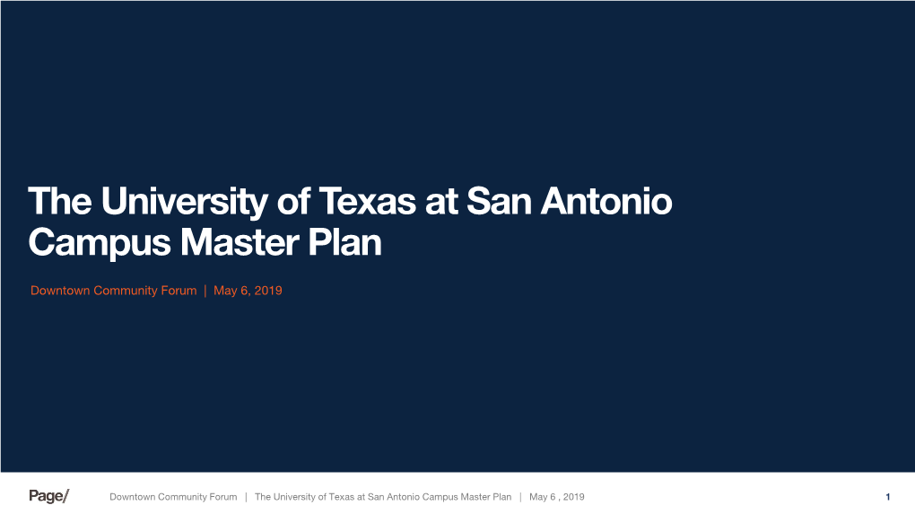 The University of Texas at San Antonio Campus Master Plan