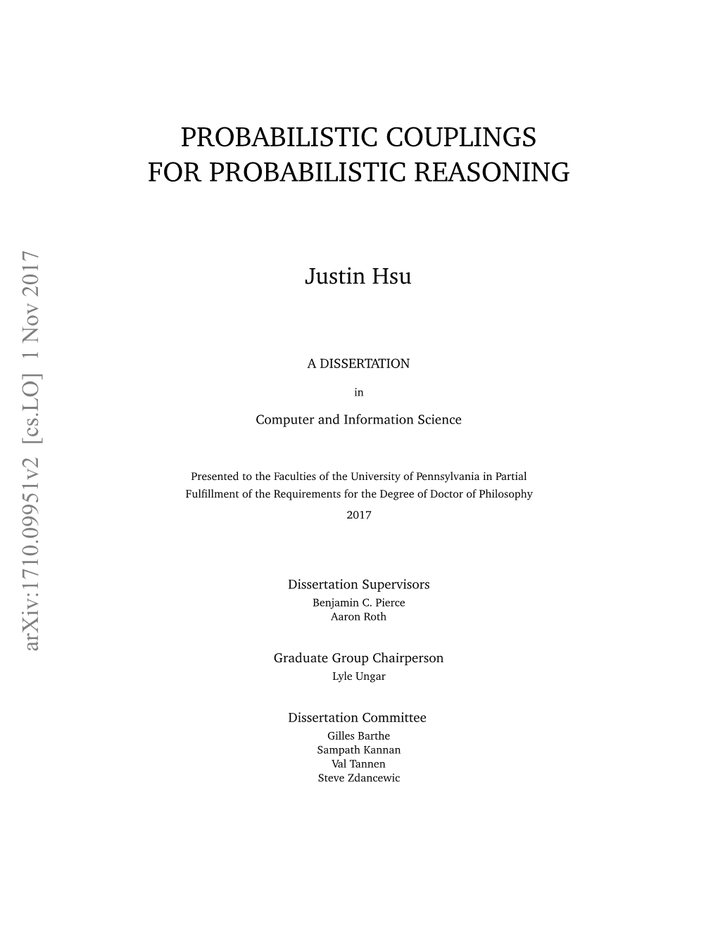 Probabilistic Couplings for Probabilistic Reasoning