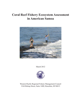 Coral Reef Fishery Ecosystem Assessment in American Samoa