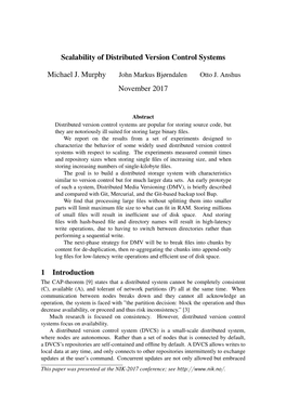 Scalability of Distributed Version Control Systems Michael J. Murphy